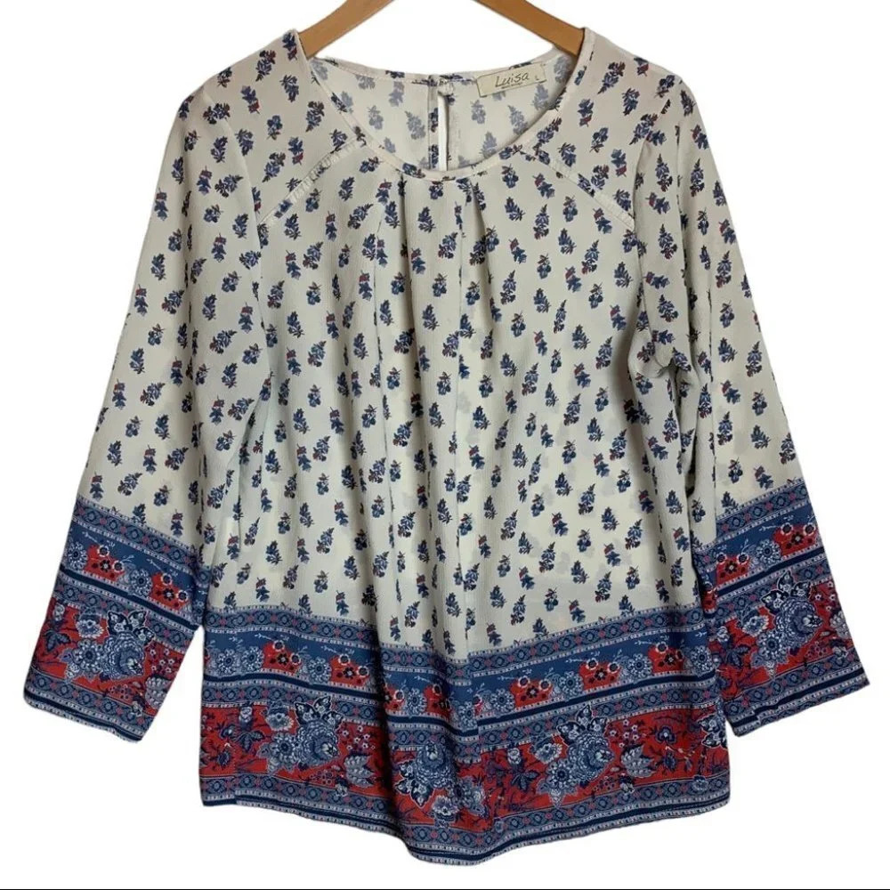 Luisa Made  In Italy Floral Paisley Blouse Size Large